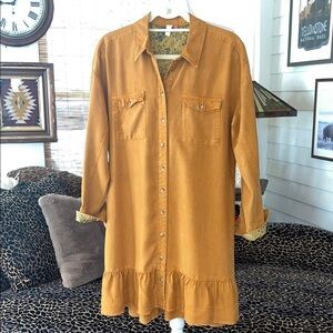 Pilcro Rust Color Dress with Ruffled Hemline